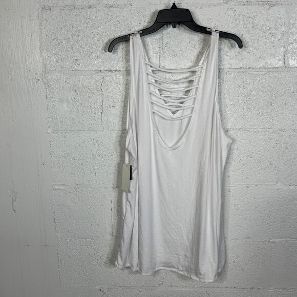 Salt + Cove JRs Strappy Plus Size Tank Dress Swim Cover-Up White 2X - Picture 3 of 5